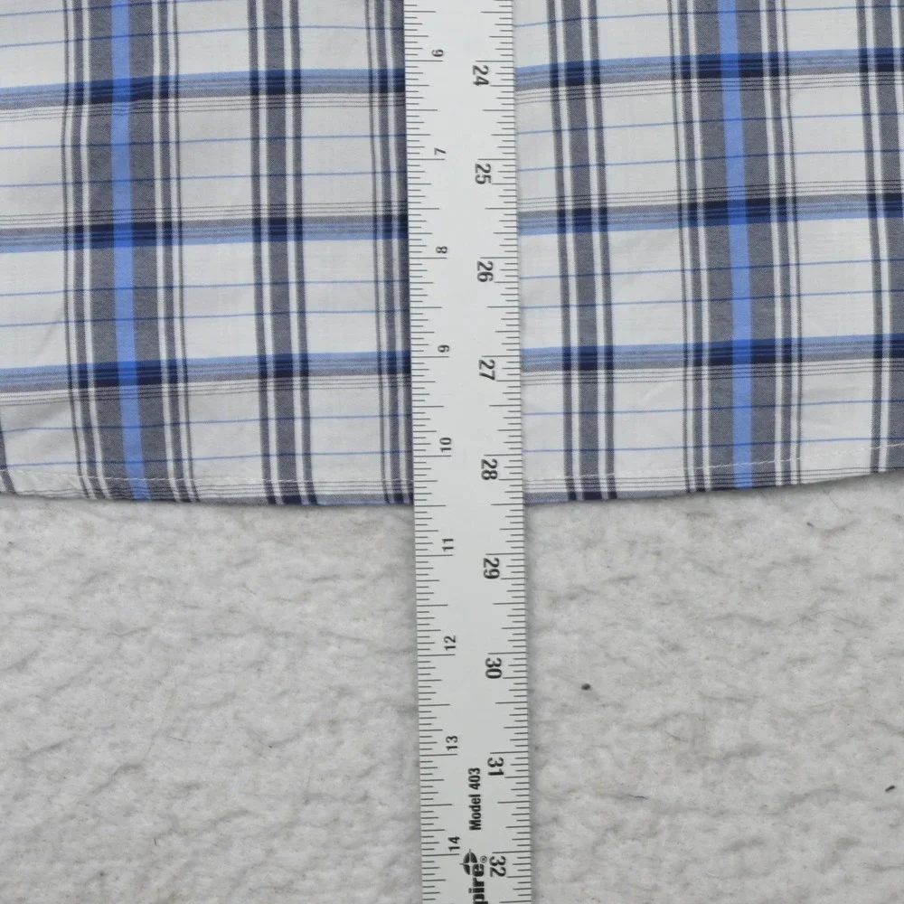 The North Face Button Up Mens M Regular Blue White Plaid Short Sleeve Nylon